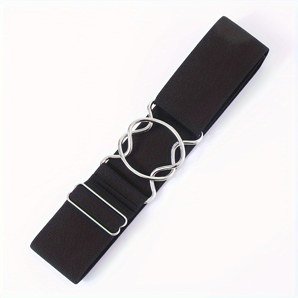 Adjustable Stretch Belt Elastic Waistband Dual Loop Buckle Casual Style